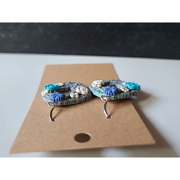 Polymer Clay Floral Dangling Pierced Earrings New - Picture 7 of 10